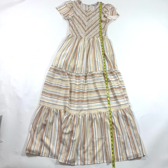 Baltic Born Willow Smocked Maxi Dress Tan Yellow Stripe - Picture 4 of 9